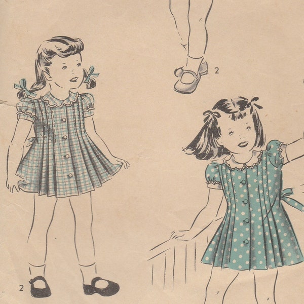 Darling 1940s Girls Dress Pattern Hollywood 1111 Size 2