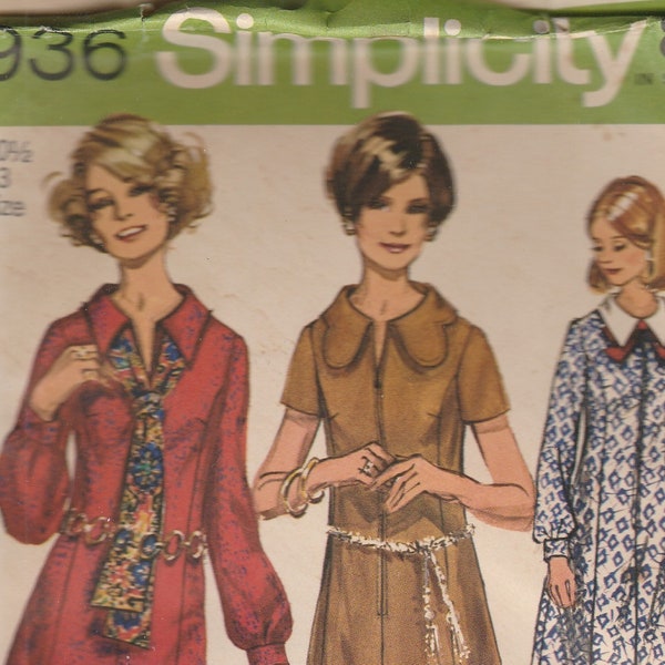 Early 70s A-Line Dress Pattern Simplicity 8936 Size 20 1/2 Bust 43