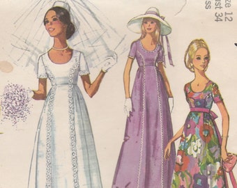70s Princess Seam Dress Pattern Simplicity 9260 Size 12 Uncut