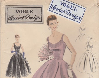 1950s Evening Dress Pattern Vogue Special Design S-4443 Size 12 Unused FF with Label