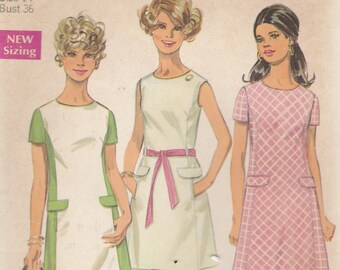 1969 Mini Dress Pattern Simplicity 8083 Size 14 Bust 36