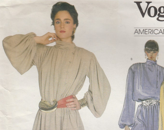 Unusual 80s Designer Dress and Tunic Pattern Vogue 2840 Size Small 8/10 ...