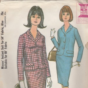 60s Skirt Suit Pattern McCalls 7898 Size 10 Uncut