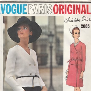 Modèle de robe Dior des années 60 Vogue 2085 Taille 12 Buste 34