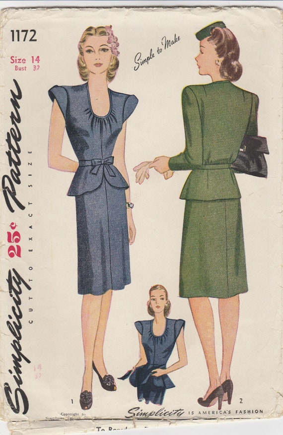 1940s peplum dress