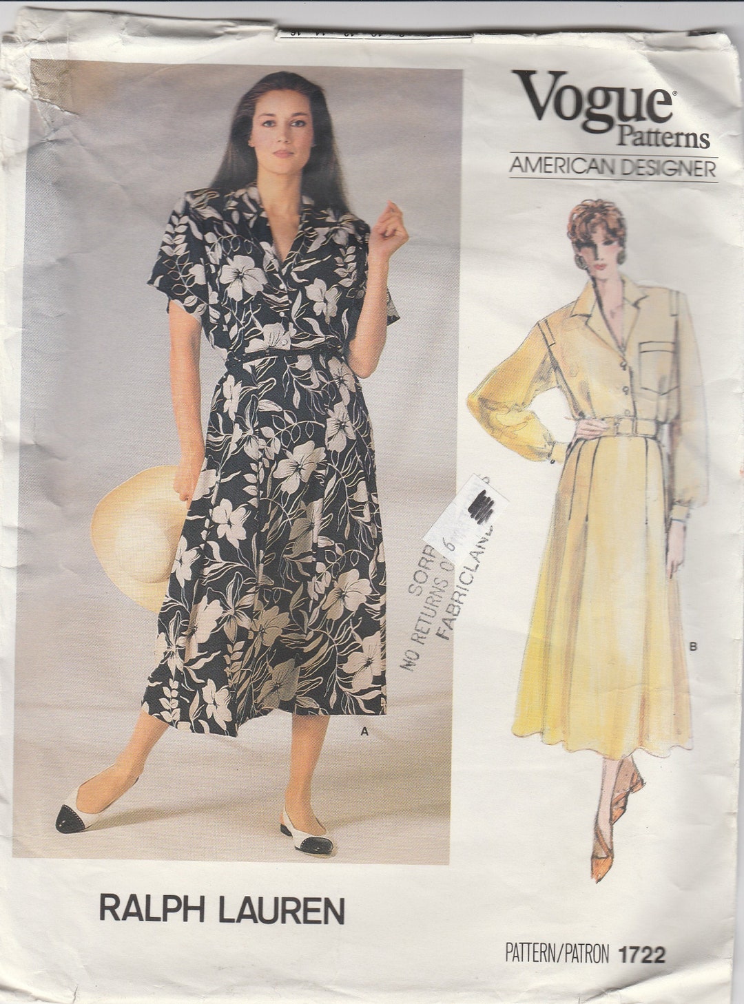Ralph Lauren Dress Pattern Vogue 1722 Size 8 Uncut - Etsy