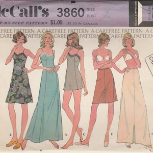Vintage Lingerie Slip Pattern McCalls 3860 Size 10 Bust 32 1/2