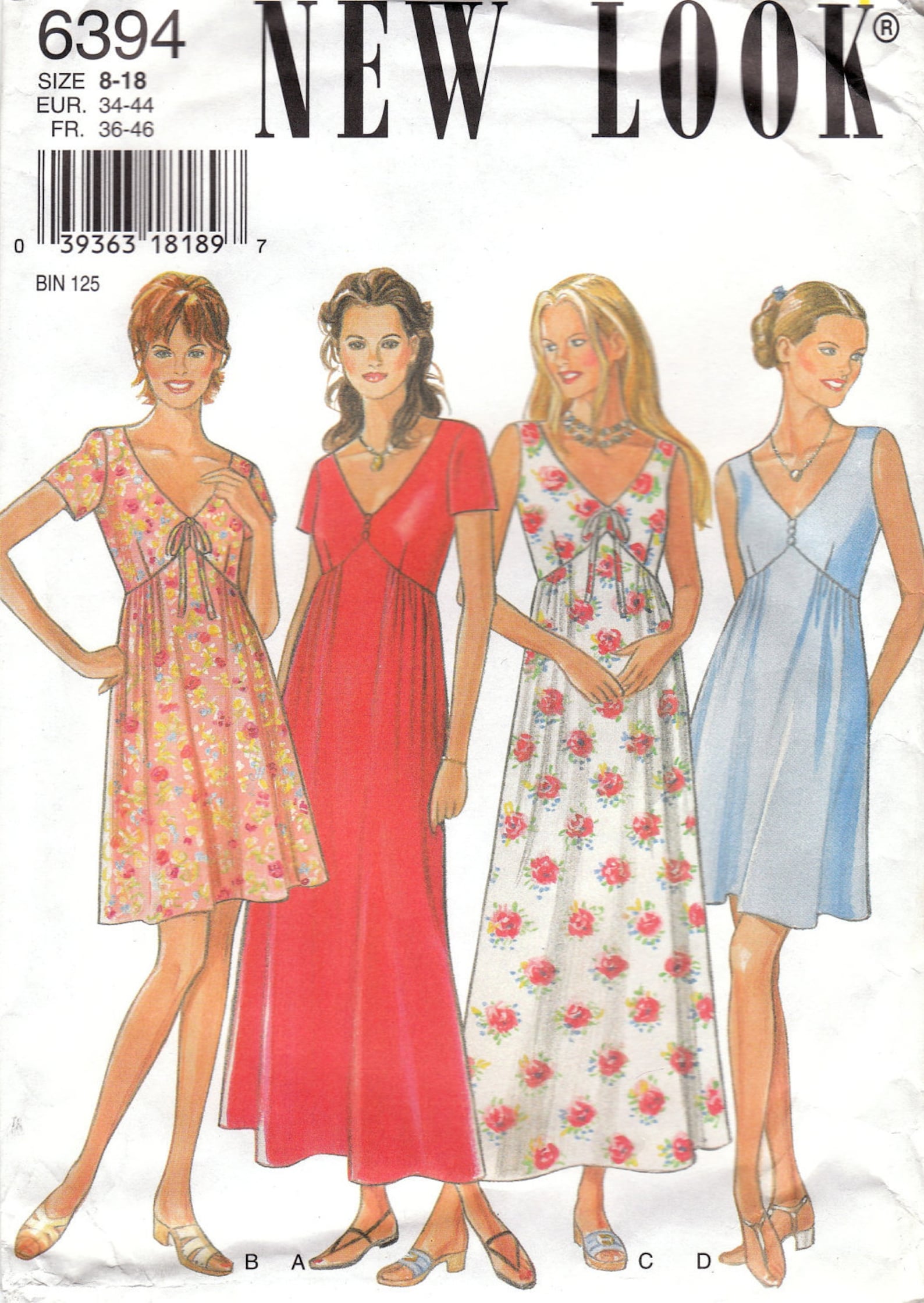 Empire Waist Summer Dress Pattern New Look Size 818 Uncut Etsy