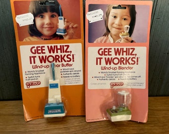 Gee Whiz It Works! Floor Buffer & Blender Vintage Wind-Up Toys Original Packaging Galoob