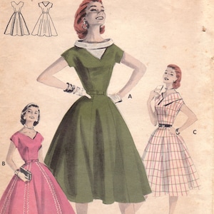 1950s Classic Dress Pattern Butterick 7679 Size 14