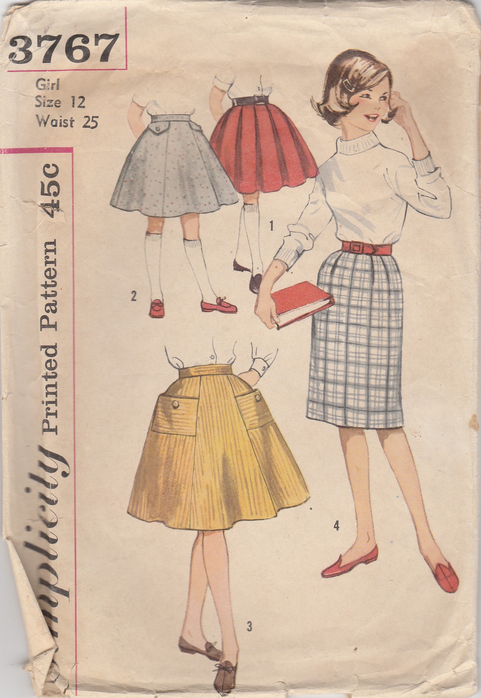 Vintage School Girl Skirt Pattern Simplicity 3767 Size 12 Etsy