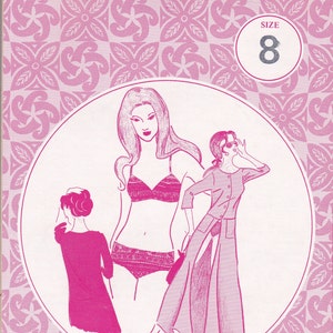 May include: A vintage sewing pattern for a dress and a two-piece swimsuit. The pattern is from Patterns Pacifica and is size 8. The pattern number is 5000 and the price is $1.50.