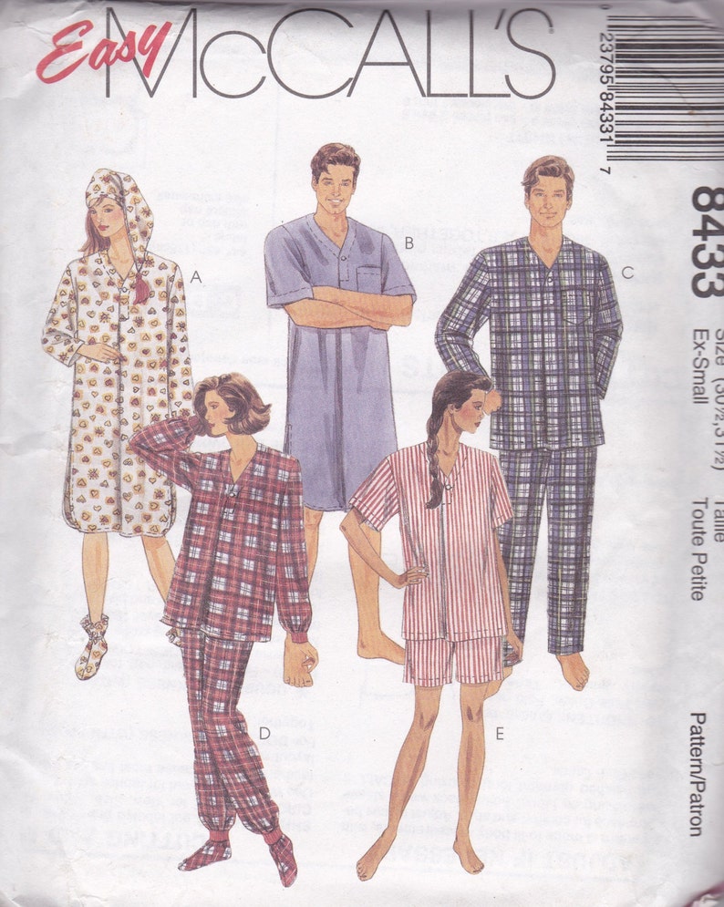 Pajama & Nightshirt Pattern Mccalls 8433 Size XS Uncut - Etsy