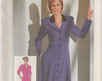 80s Button Front Dress Pattern Simplicity 7747 Sizes 6 8 10 Uncut