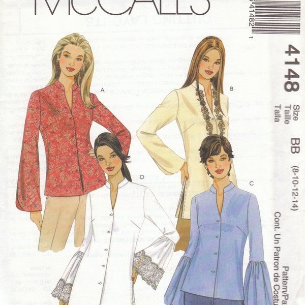 Blouse with Sleeve Variations Pattern McCalls 4148 Size 8 10 12 14 Uncut