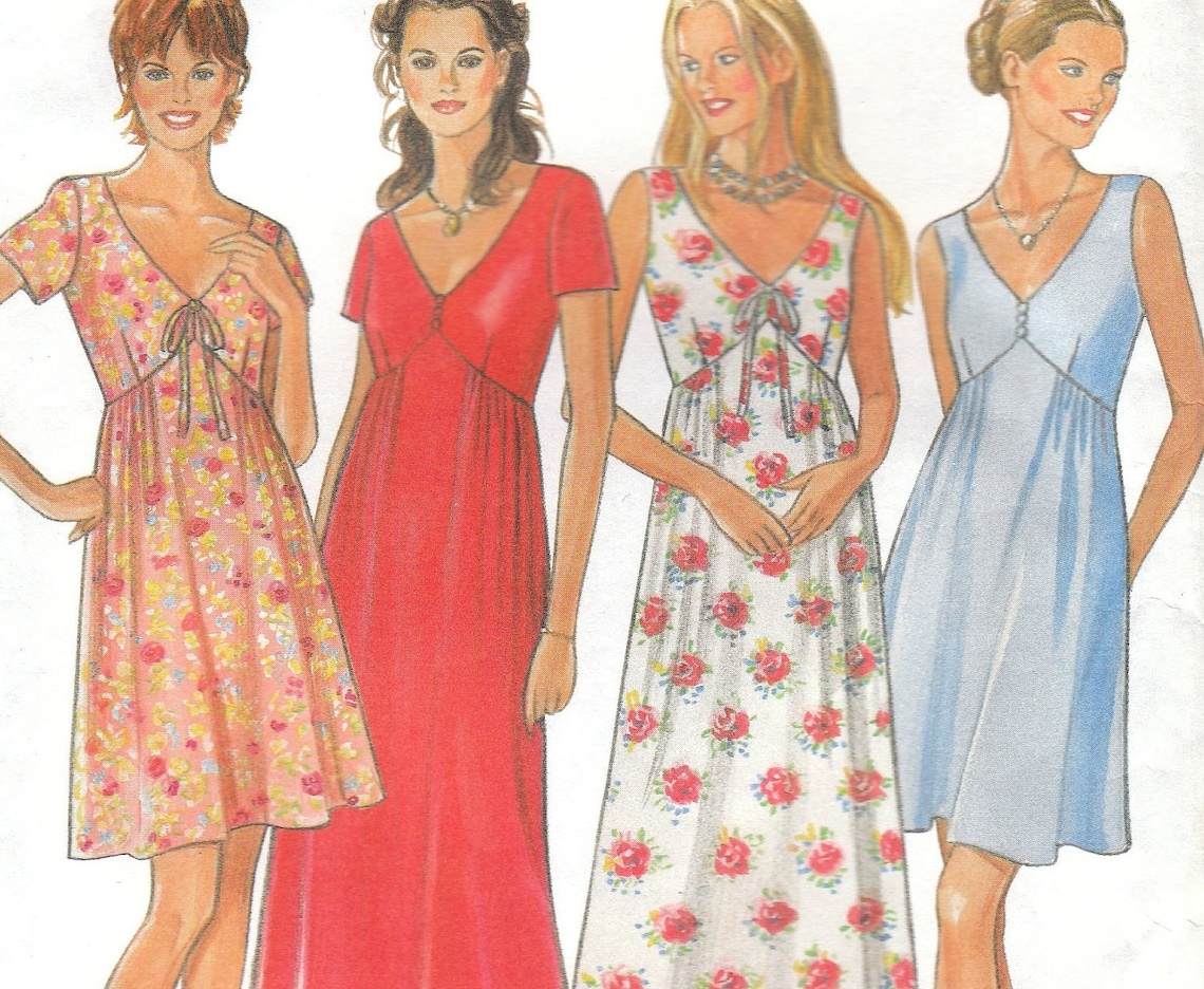 Empire Waist Summer Dress Pattern New Look Size 818 Uncut Etsy