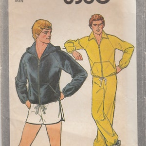 Men's Vintage Raglan Hoodie, Sweatshirt, Sweatpants & Shorts Pattern Simplicity 8360 Size Large 46-48 Uncut
