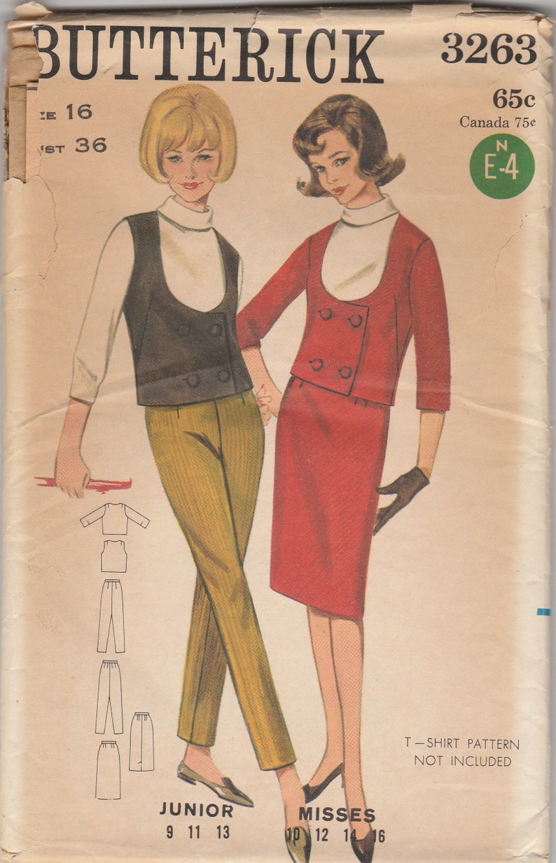 Advance Pattern 3263 1960s Unusual Jacket or Vest Pattern Butterick 3263 Size 16 Bust 36 - Etsy