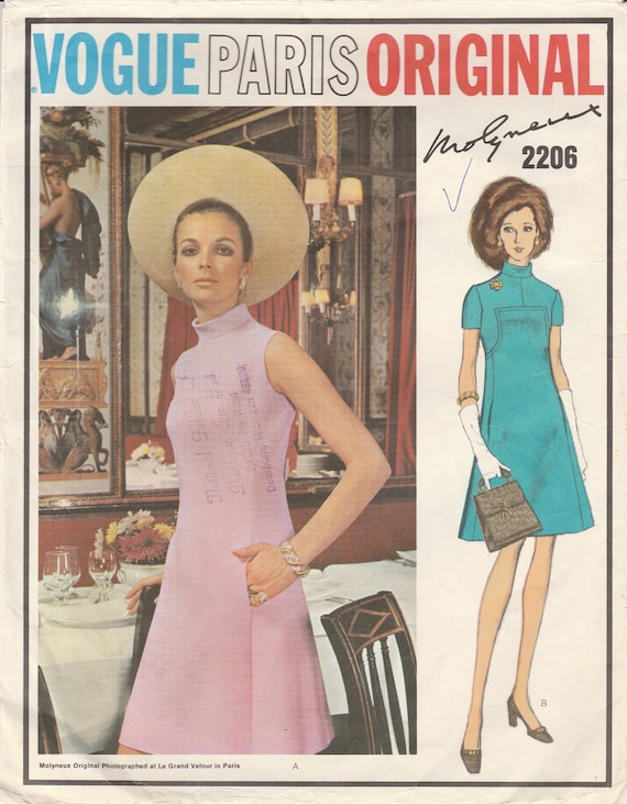 vogue a line dress pattern Darling 60s A-line Dress Pattern Vogue Paris Original 2206 Size 12