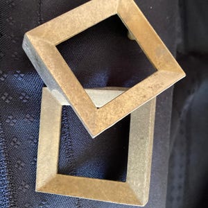 Rare Art Deco Square Cabinet or Drawer Pulls Brass Set of 2