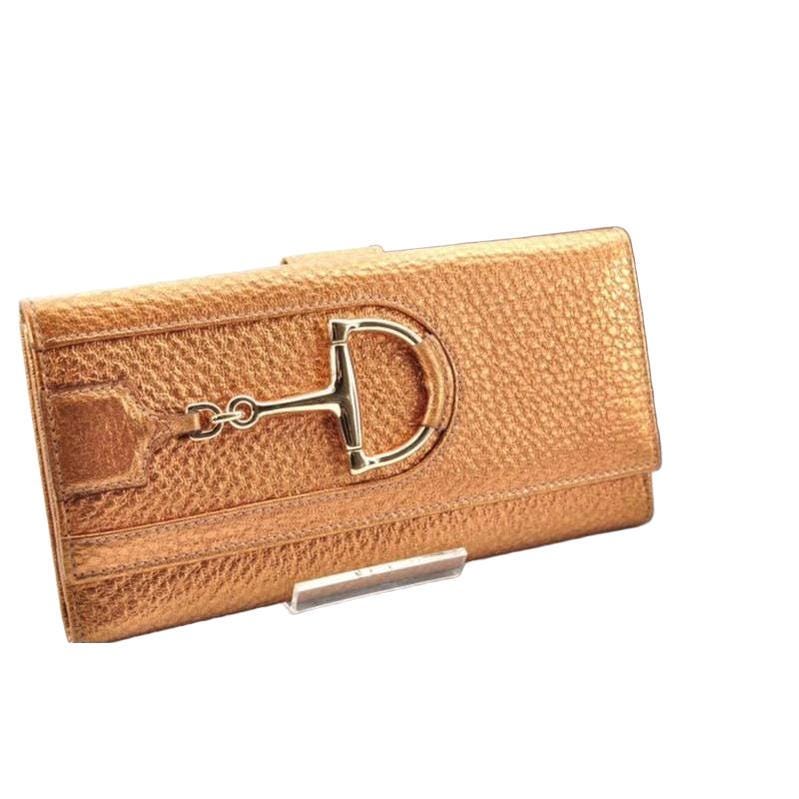Gucci Gold Horsebit Long Leather Wallet image 2