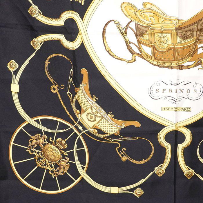 Hermès “Springs” Silk Carré Scarf 90 cm  Classic Equestrian Saddle Design image 7