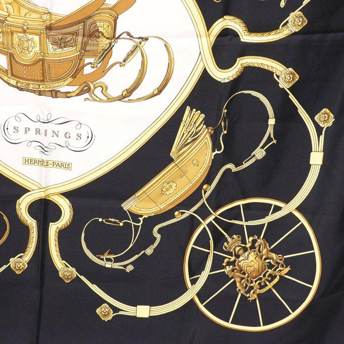 Hermès “Springs” Silk Carré Scarf 90 cm  Classic Equestrian Saddle Design image 9