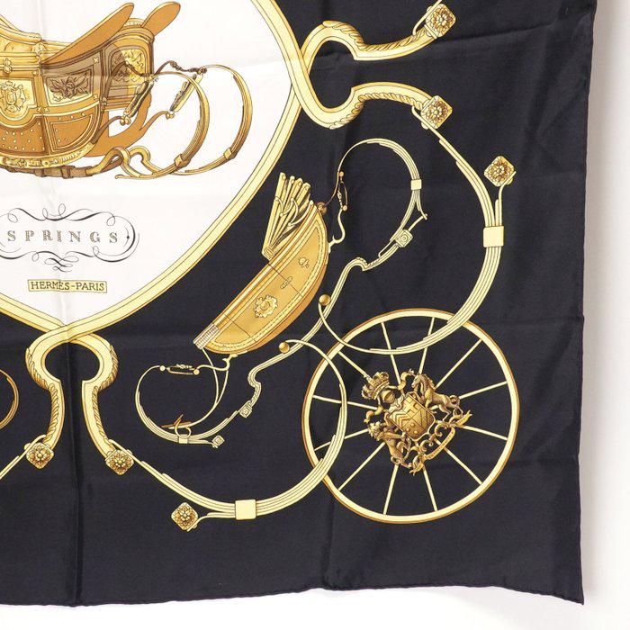 Hermès “Springs” Silk Carré Scarf 90 cm  Classic Equestrian Saddle Design image 4