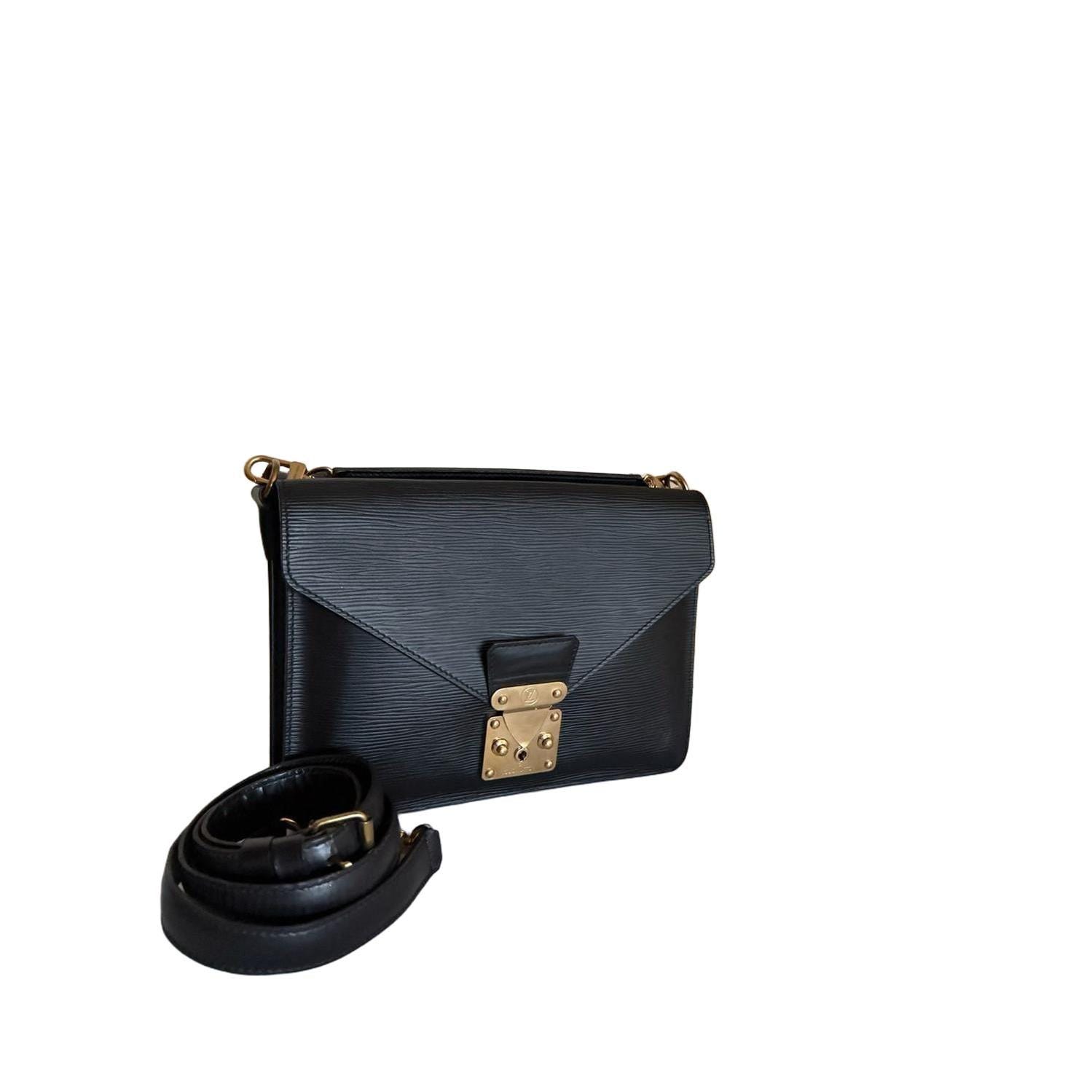 Louis Vuitton Monceau Two Way Crossbody Bag in Black Epi Leather