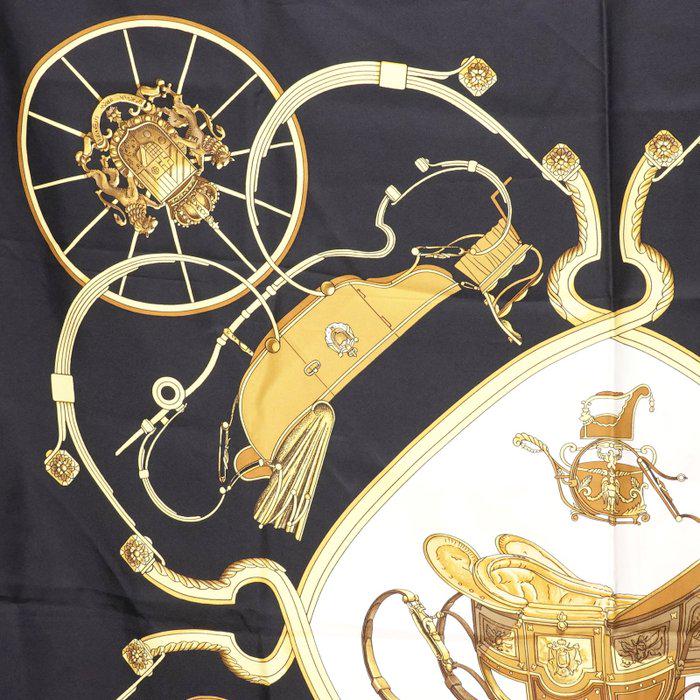 Hermès “Springs” Silk Carré Scarf 90 cm  Classic Equestrian Saddle Design image 8