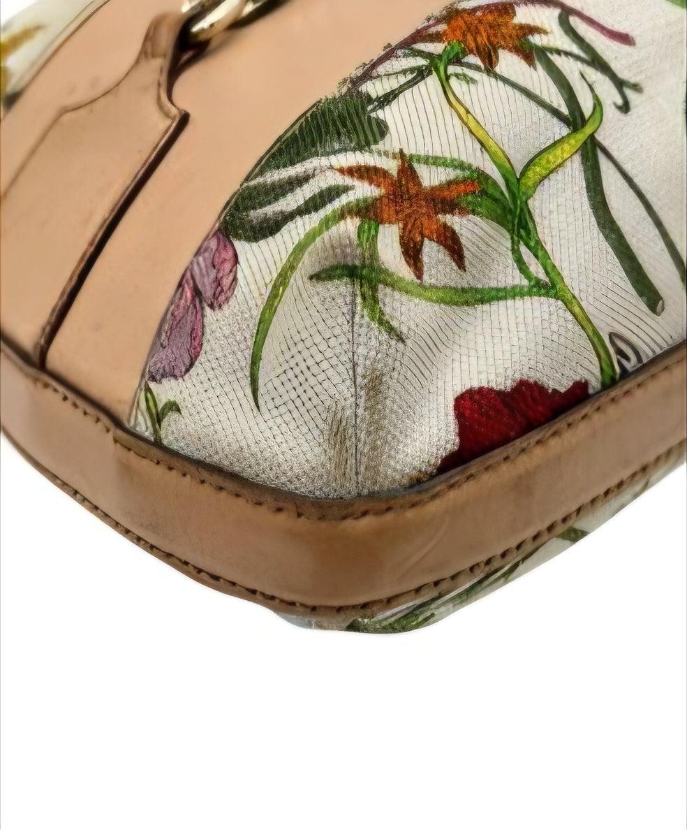 Gucci Horsebit Flora Beige Canvas handbag image 3