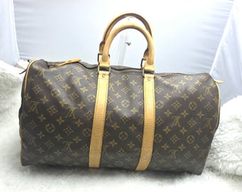 Louis Vuitton Keepall 45 Monogram Travel Bag – Coated Canvas Leather Trim