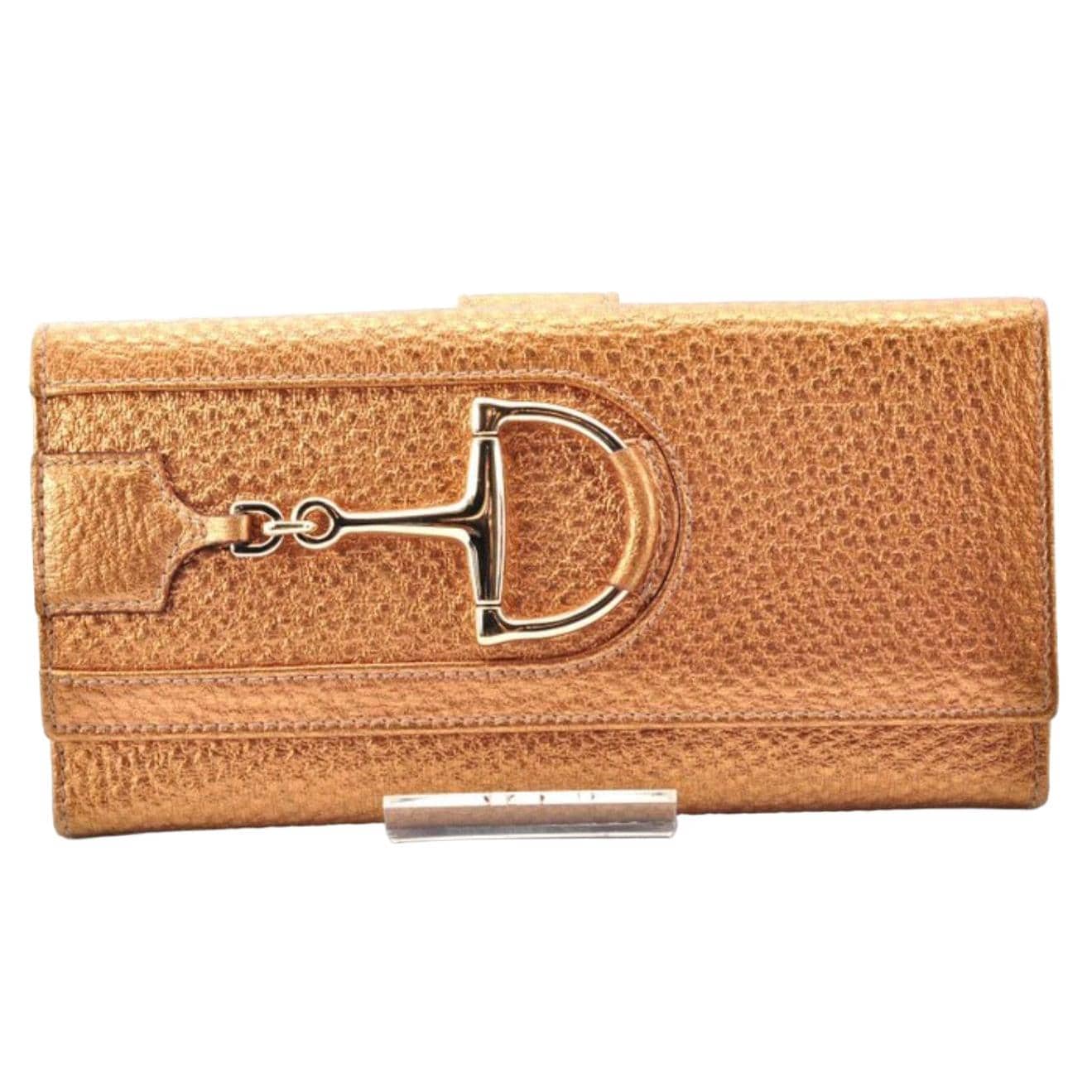 Gucci Gold Horsebit Long Leather Wallet image 10