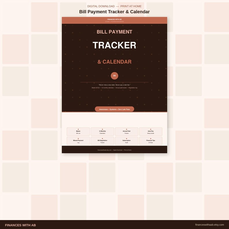 Bill Payment Tracker Printable, Monthly Bill Calendar, Subscription ...