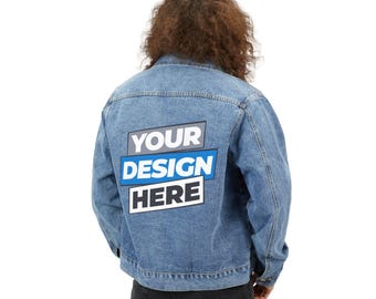 Giacca di jeans con il tuo design qui / Toppa personalizzata sul retro, Giacca di jeans personalizzata