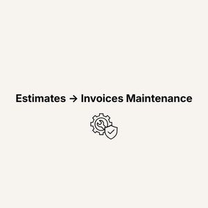 Puede incluir: La imagen muestra el texto "Estimaciones -> Facturas Mantenimiento" en negro. Debajo, un gráfico de un engranaje con una llave y un escudo. El fondo es de color beige claro.