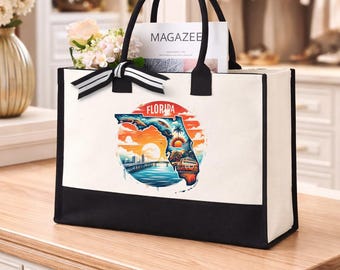 Florida Tote Bag, Florida Map Bag, Florida Pride Bag, Florida State Bag, Florida Cities Tote Bag, Florida Vacation Bag, Country State Bag