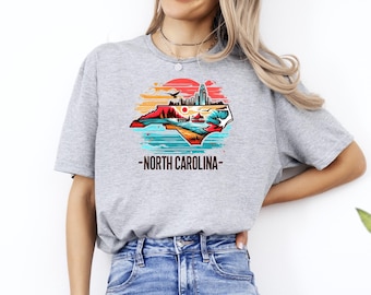 North Carolina Shirt, North Carolina Map T-Shirt, North Carolina Pride Tee, North Carolina State Shirt, North Carolina Vacation Tee