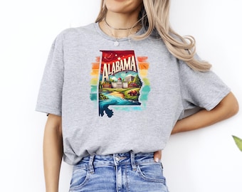 Alabama Shirt, Alabama Map T-Shirt, Alabama Pride Tee, Alabama State Shirt, Alabama Cities Shirt, Alabama Vacation Shirt, Alabama Trip Tee