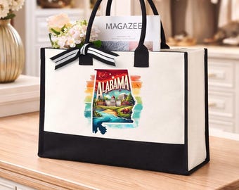 Alabama Tote Bag, Alabama Map Bag, Alabama Pride Tote Bag, Alabama State Bag, Alabama Cities Tote Bag, Alabama Vacation Tote Bag