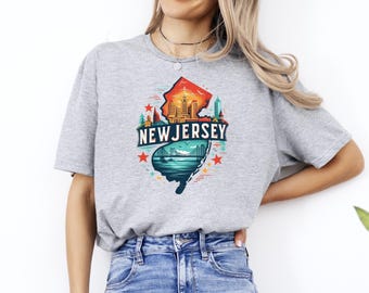 New Jersey Shirt, New Jersey Map T-Shirt, NJ Pride Tee, New Jersey State Shirt, New Jersey Cities Shirt, New Jersey Vacation Shirt