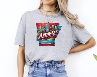 Arkansas Shirt, Arkansas Map T-Shirt, Arkansas Pride Tee, Arkansas State Shirt, Arkansas Cities Shirt, Arkansas Vacation Shirt