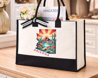 Arizona Tote Bag, Arizona Map Bag, Arizona Pride Bag, Arizona State Bag, Arizona Cities Tote Bag, Arizona Vacation Bag, Country State Bag