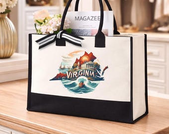 Virginia Tote Bag, Virginia Map Bag, Virginia Pride Tote Bag, Virginia State Bag, Virginia Cities Tote Bag, Virginia  Vacation Tote Bag