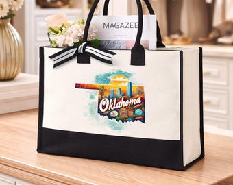Oklahoma Tote Bag, Oklahoma Map Bag, Oklahoma Pride Tote Bag, Oklahoma State Bag, Oklahoma Cities Bag, Oklahoma Vacation Tote Bag