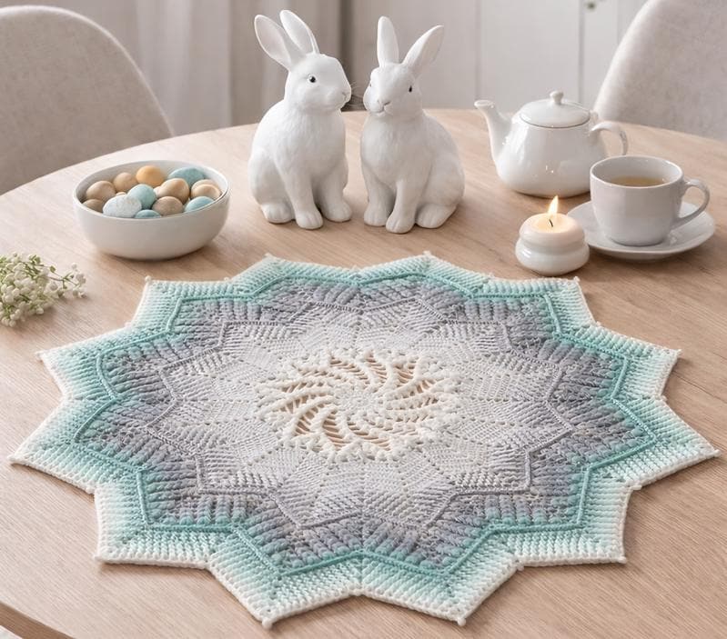 30 Mandala Blanket Crochet Patterns for Round, Square, and Star-Inspired Throws 34 Mira Star Round Mandala Throw Pattern