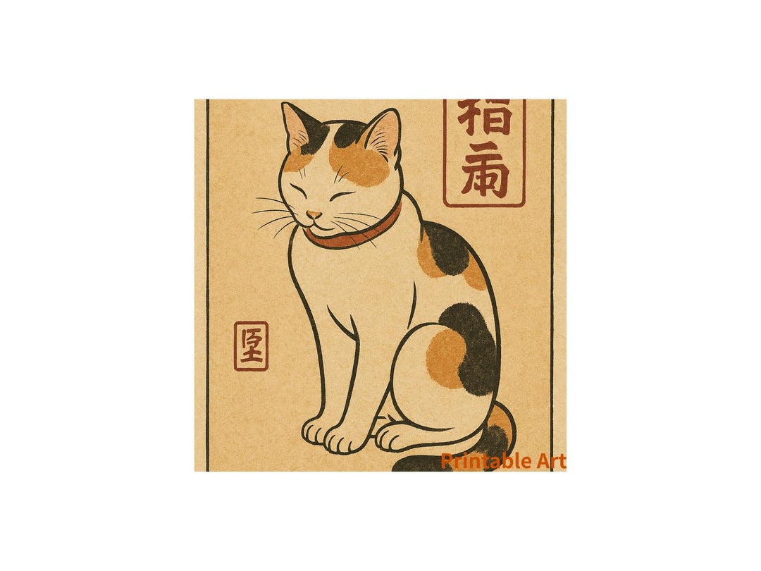 Japanese Vintage Cat Poster Printable Wall Art Ukiyo-e Style Cat Art ...