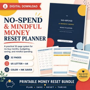 Ausgabenfreier, achtsamer Geldplaner, Budgetspar-Tracker (Digitaler PDF-Download)