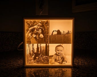 Bis zu 16 Fotos | Benutzerdefinierte Lithophanschachtel | Personalisierte Foto-Lampe | Jubiläumsgeschenk | Haustier-Denkmal
