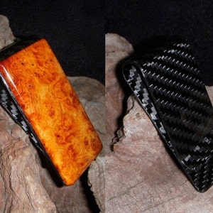 Pinza para billetes de fibra de carbono de Amboyna Burl: regalo para padrinos de boda, unisex, regalo para el novio, pinza para billetes para hombres, pinza para billetes grande, regalo para papá, unisex